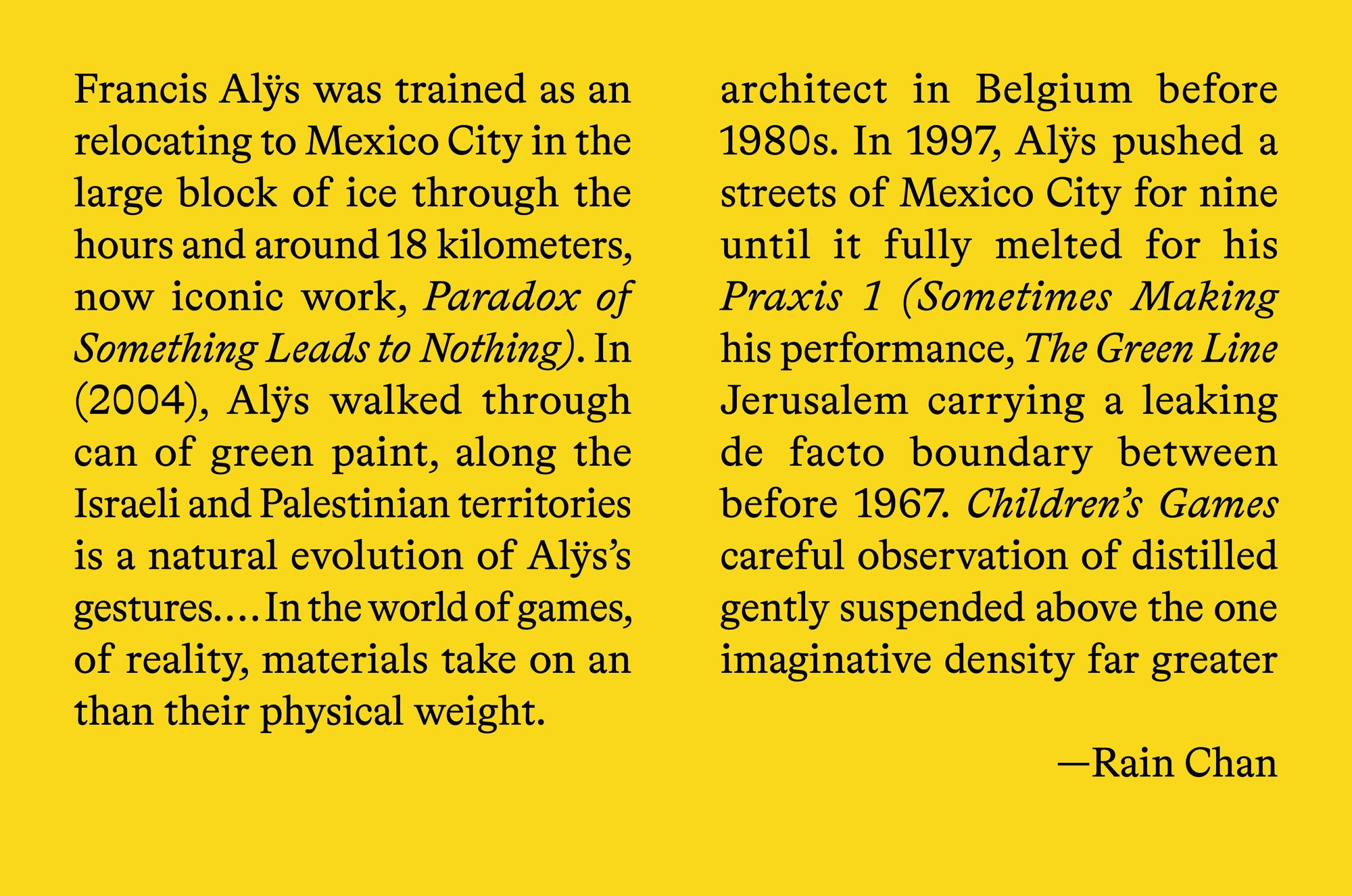 Francis Alÿs — Children's Games